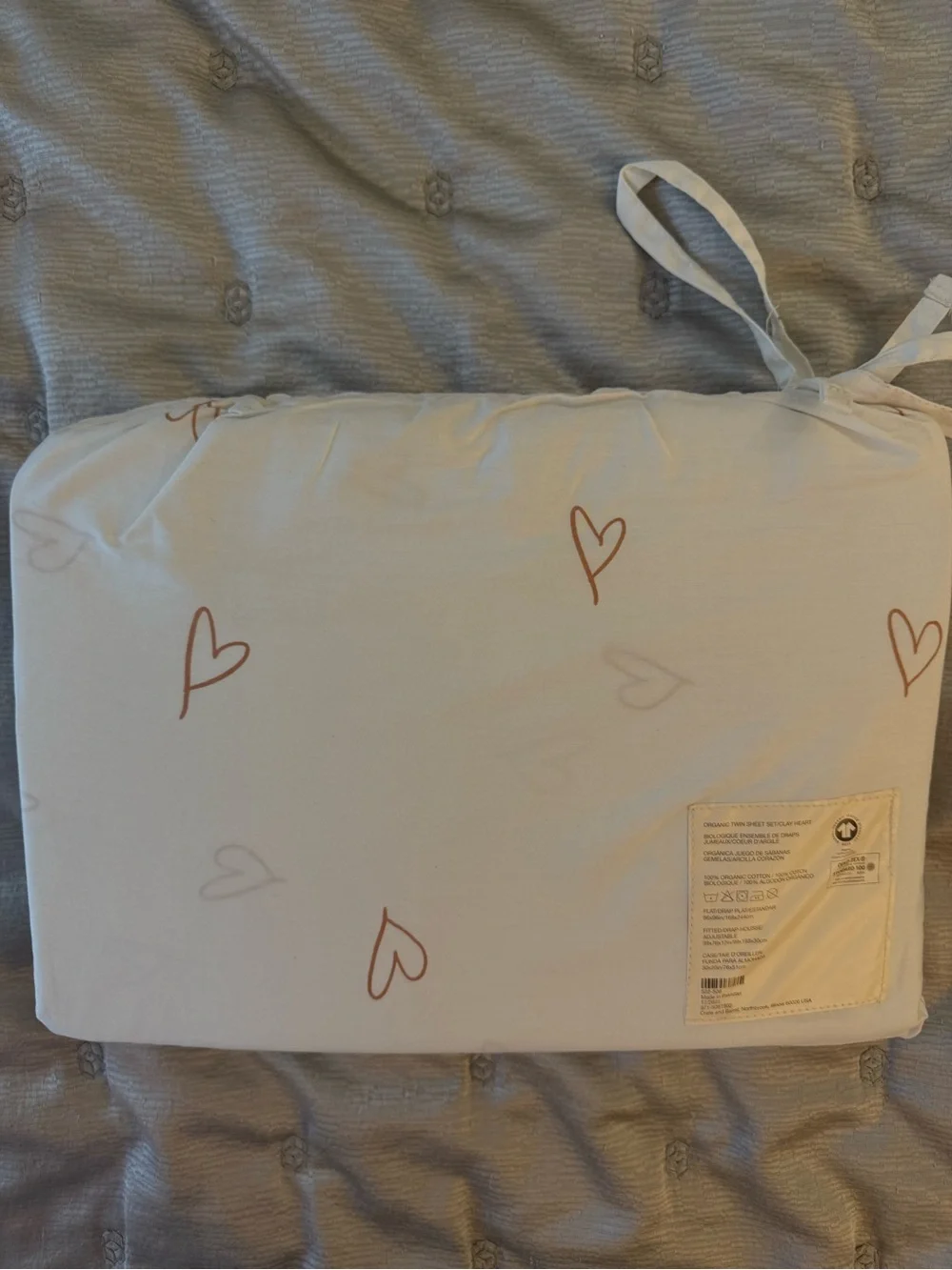 Crate & Barrel Leanne Ford Organic Twin Sheet Set Clay Heart 100% Cotton NWT